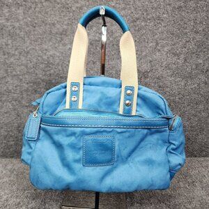 Coach Blue and Cream Shoulder Bag